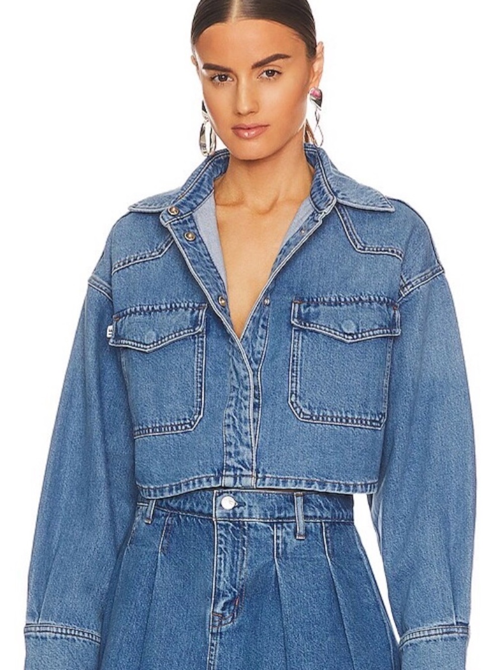 NWT Lovers + Friends Cropped Denim Blue Jacket Size XS